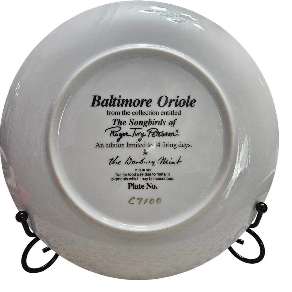 Danbury Mint Songbirds of Roger Peterson Baltimore Oriole Decorative Plate 8